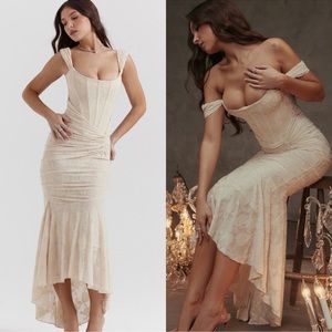 Cesca floral ruched high-low corset dress